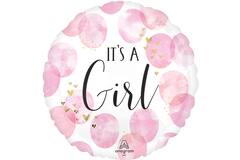 Foil Balloon - "IT'S A Girl!" - Pink Watercolour - Pink - 45 cm
